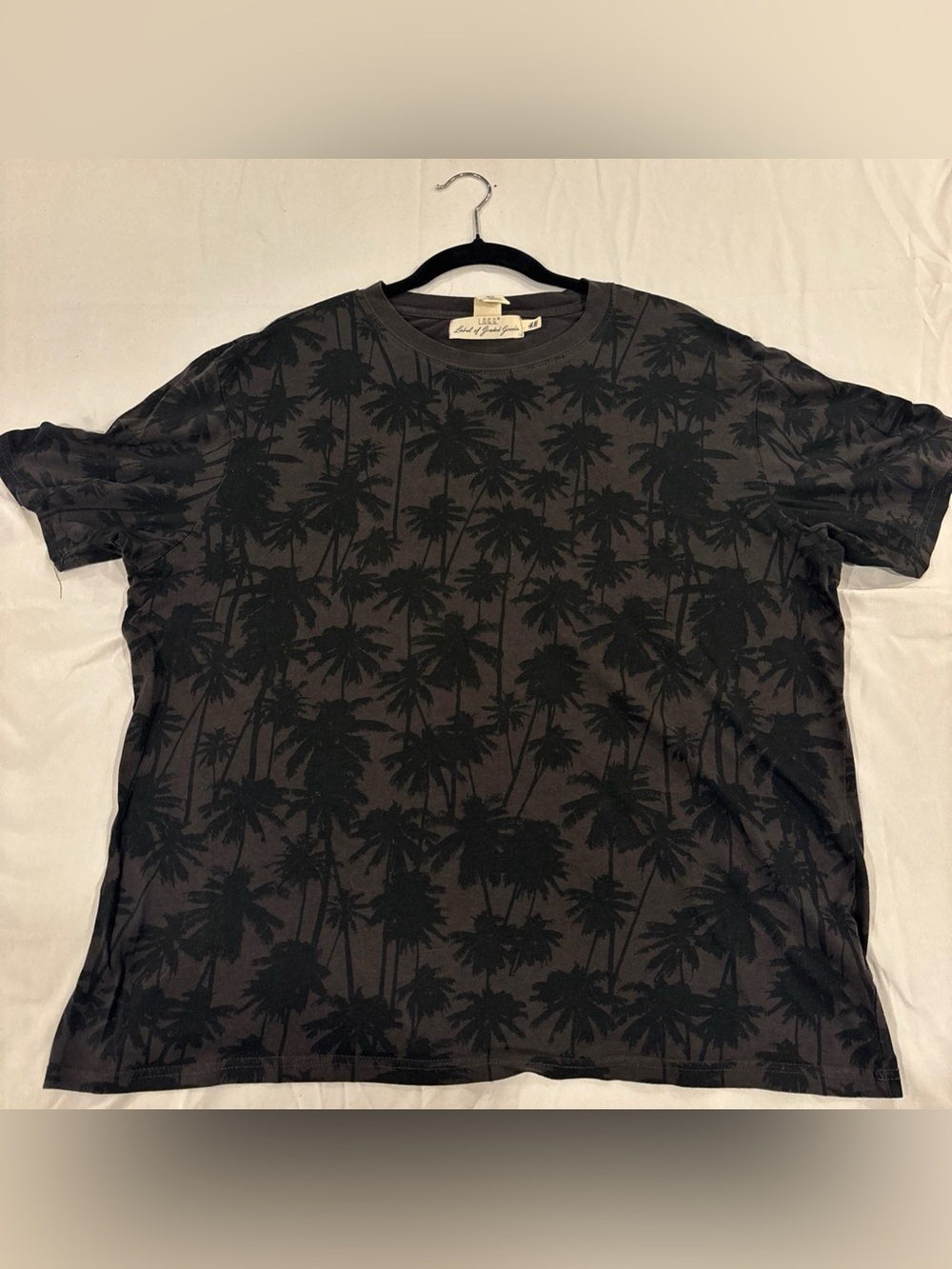 H&M L.O.G.G. Palm Tree Graphic Crew Neck T-Shirt Charcoal Gray XL